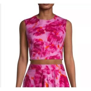 $195 NWT SACHIN & BABI Tanner Twisted Crop Top Pink Watercolor Floral Prom‎ SZ 8